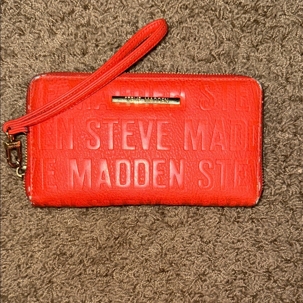 Steve Madden Vibrant Red Embossed Wristlet